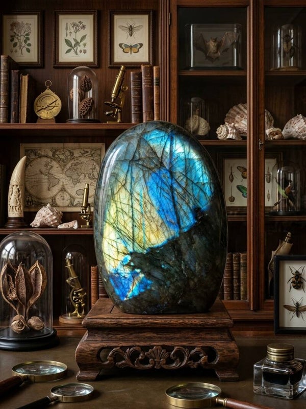 Galet Libre en Labradorite — Le Bouclier de l'Aurore (503 g)