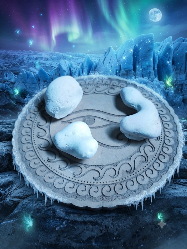 Lot de 3 Pierres de Fées Naturelles – Trésors Glaciaires & Reliques Légendaires