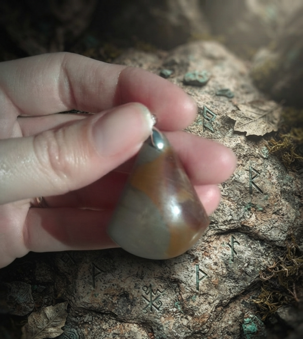 🏔️ Pendentif « L'Ancre de Terre » – Jaspe Polychrome