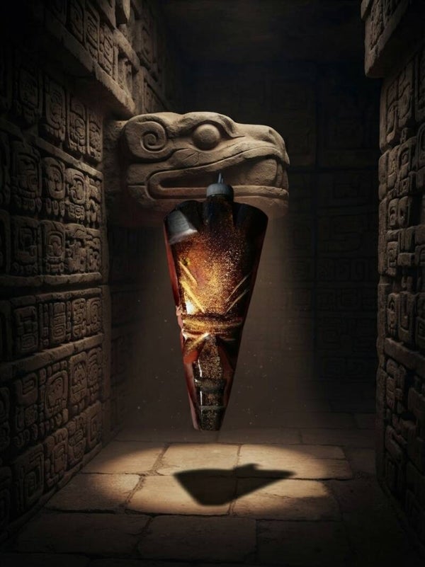 Le Masque du Soleil Noir — Grand Pendentif Aztèque en Obsidienne Dorée & Métal Argenté