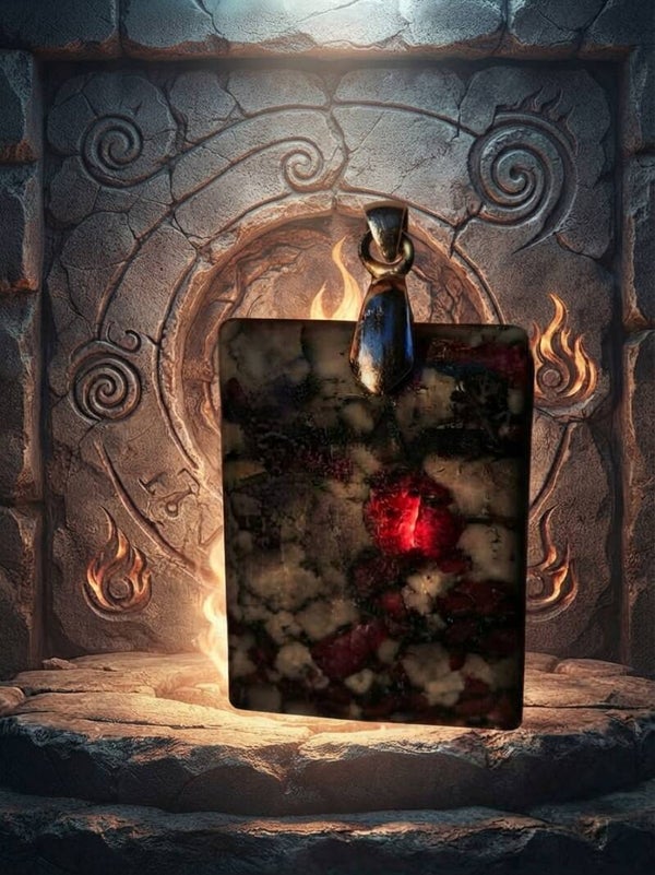 Le Cœur de Sang-de-Dragon – Pendentif Eudialyte & Métal Argenté