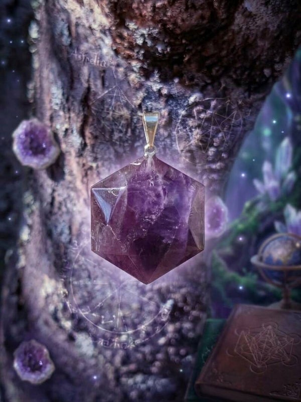 Pendentif Merkaba Améthyste - Le Cœur de Sagesse d'Aethelia (2,7 cm)