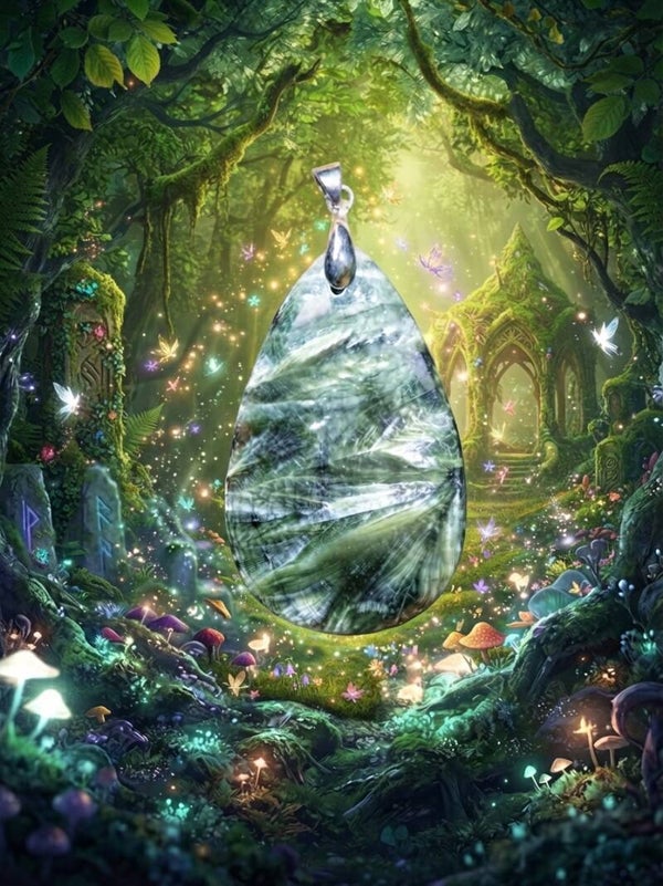 Pendentif "Plume de Sylphide" en Séraphinite Naturelle