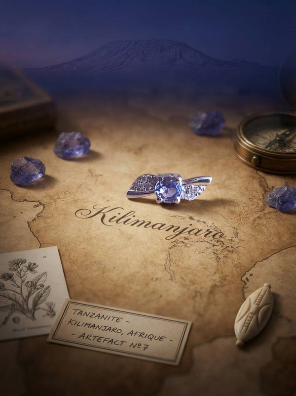 L'Écho du Crépuscule — Pendentif en Tanzanite et Argent Rhodié