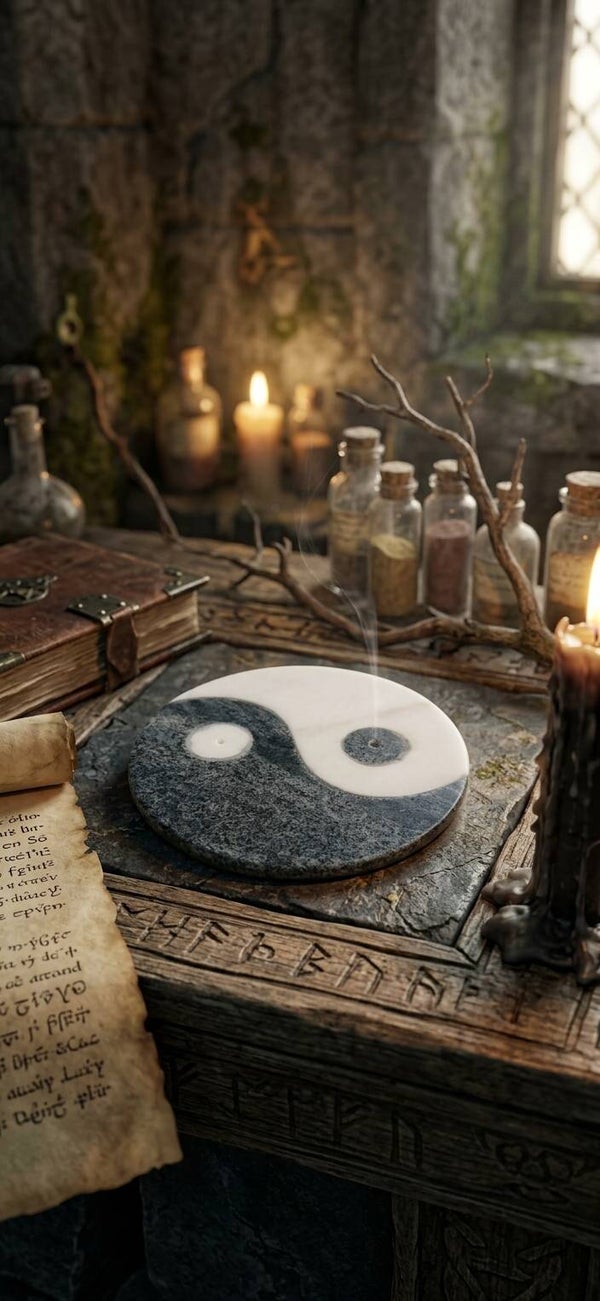 Porte-Encens en Pierre de Savon « L'Équilibre du Dualis » Yin Yang