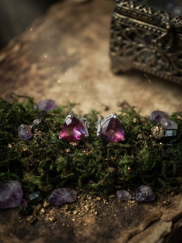 Puces d'Oreilles "Flamme de Cristal" – Tourmaline & Argent 925