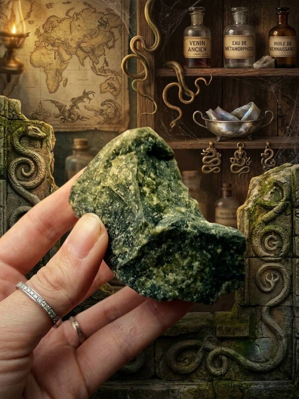 Serpentinite Brute du Brésil  « Bouclier du Serpent Ancien »
