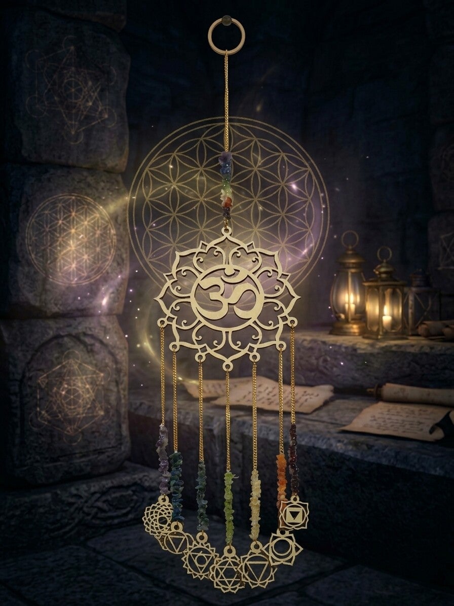 Suspension Murale & Fenêtre Feng Shui – Symbole OHM & 7 Chakras