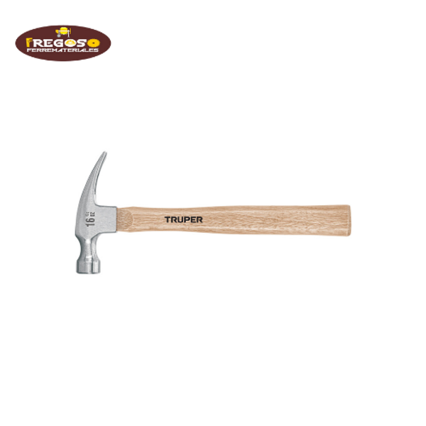 Martillo pulido, 16 oz, uña recta, mango madera