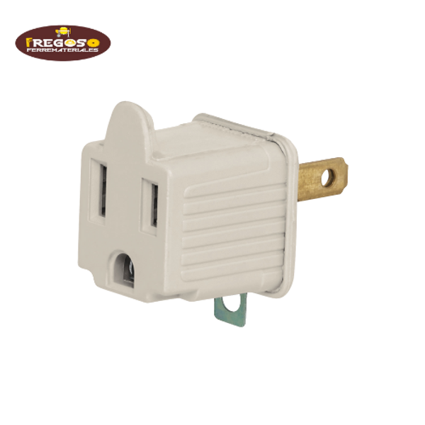 Adaptador 3 a 2, gris, a granel, Volteck