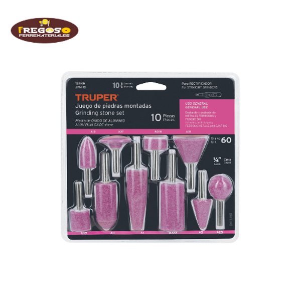 Juego de 5 piedras montadas zanco 1/4", uso general, Truper
