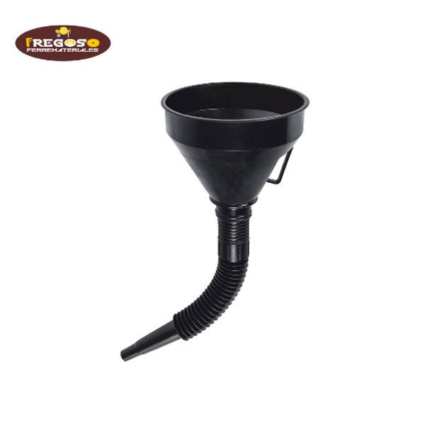 Embudo plástico 500 ml, cuello flexible con filtro