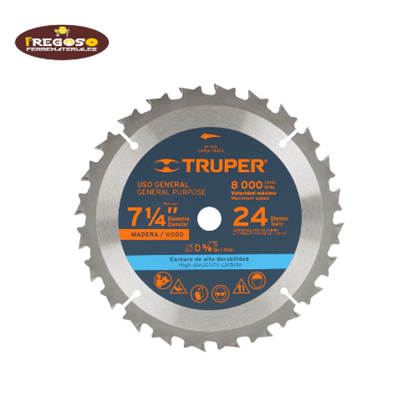 Disco sierra 7-1/4" para madera, 24 dientes centro 5/8"