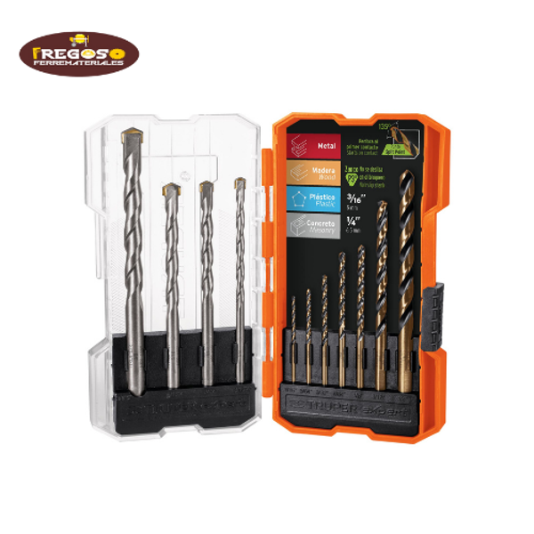 Juego de 11 brocas para metal y concreto en estuche