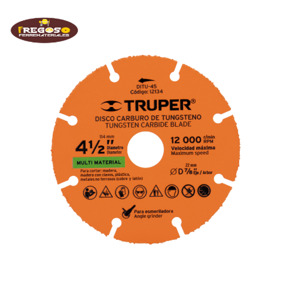 Disco 4-1/2" multimaterial de carburo de tungsteno