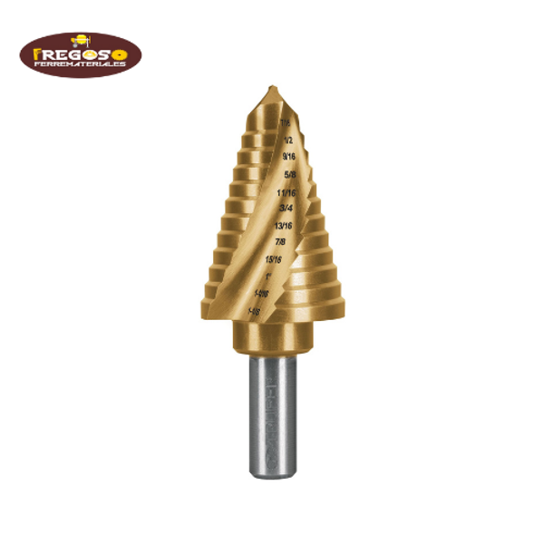 Broca escalonada titanio 12 escalones 7/16" a 1/18"