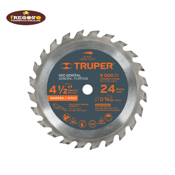 Disco sierra 4-1/2" para madera, 24 dientes centro 3/8"