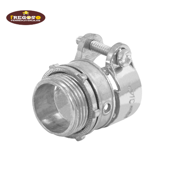 Conector recto 3/4" para tubo flexible metálico, Volteck