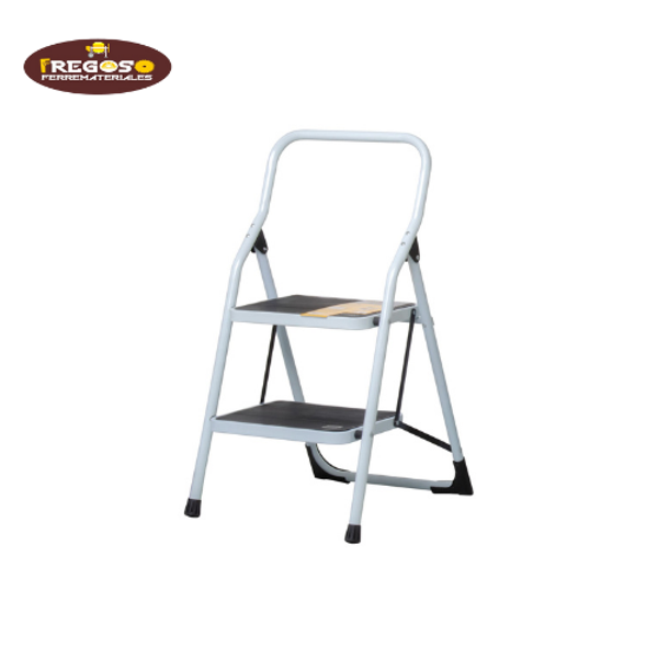 Escalera tubular, plegable, 2 peldaños, Pretul