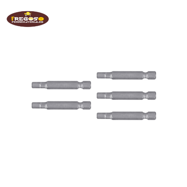 Estuche con 5 puntas hexagonales de 3/16 mm largo 2"