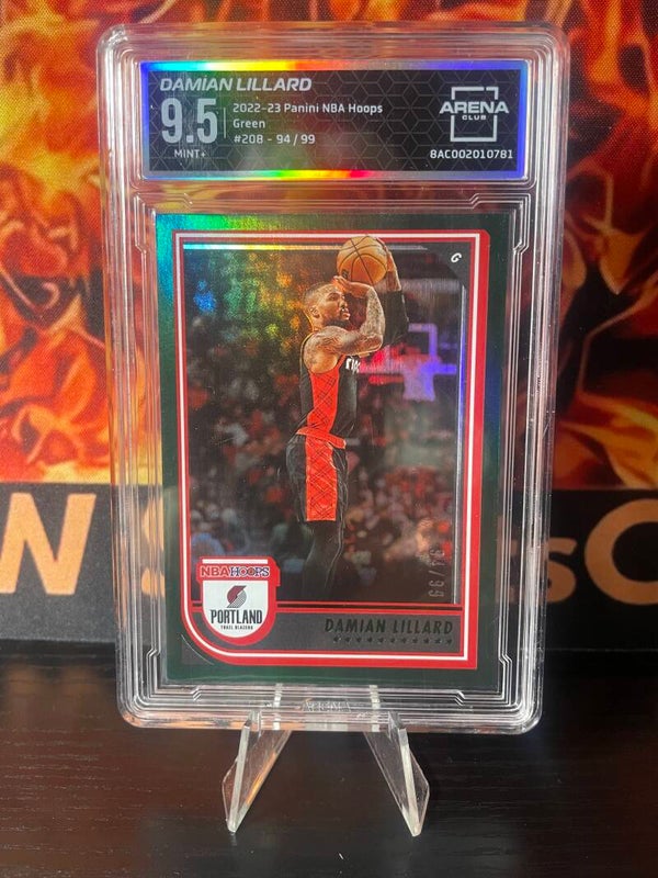 2022-23 NBA Hoops Damian Lillard Green /99 Arena Club 9.5