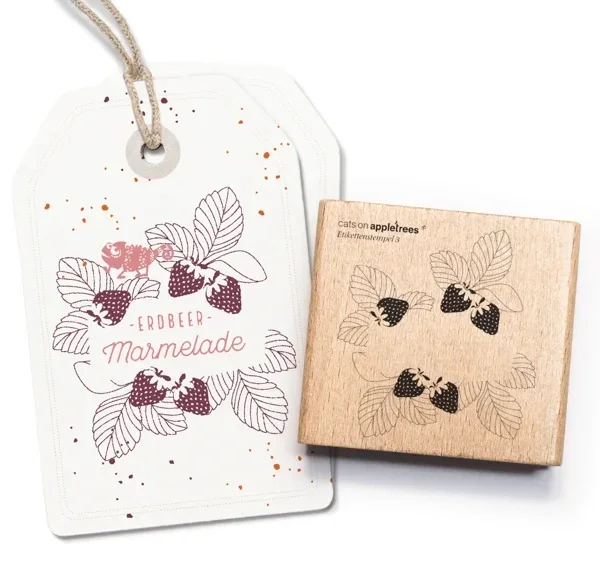 Stempel | Etikettenstempel 3 Erdbeeren