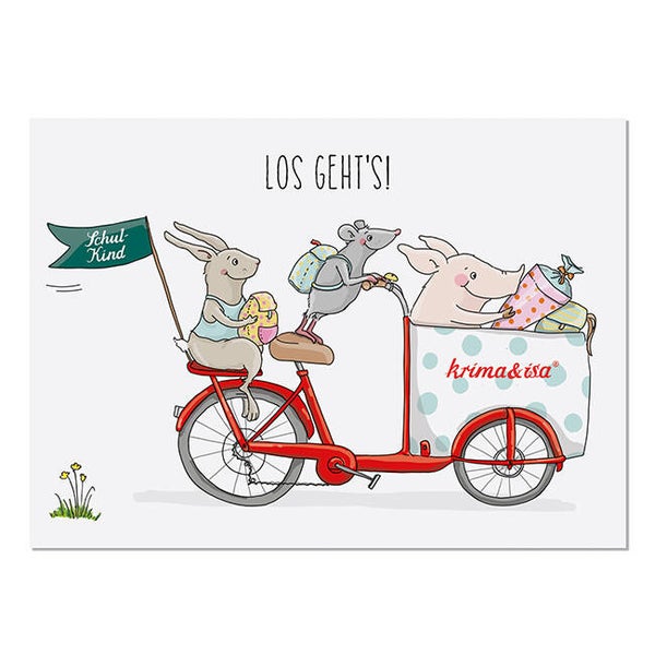 Postkarte | Lastenrad Schulkind