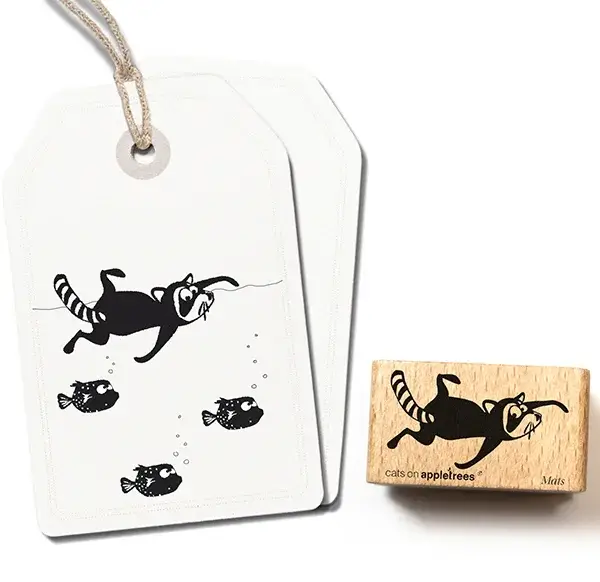 Stempel | Waschbär Mats schwimmt