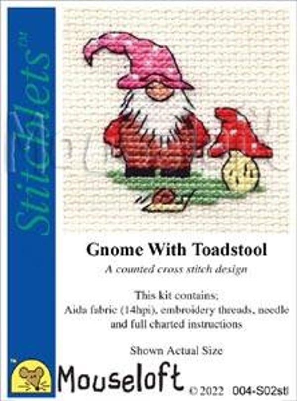 Gnome With Toadstool - Stitchlets - Zählbare Kreuzstich Set