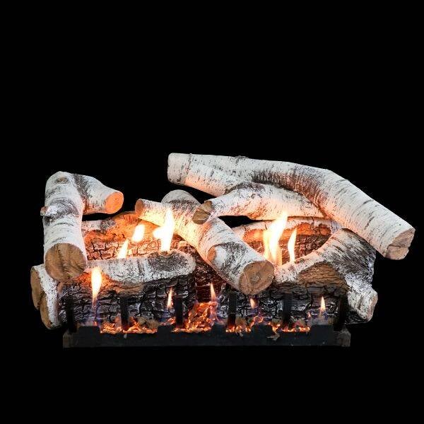 24" Empire Super Birch Ventless Gas Log Set with Millivolt On/Off Remote