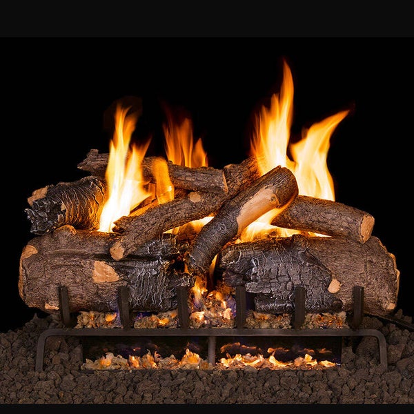 30" Charred American Oak Vented Log Set/ G31 Three Tiered Burner- Peterson Real Fyre Standing Pilot