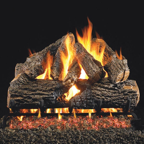 18" Charred Oak Vented Log Set/ G45 Ember Burner- Peterson Real Fyre Electronic Pilot with On/Off Remote