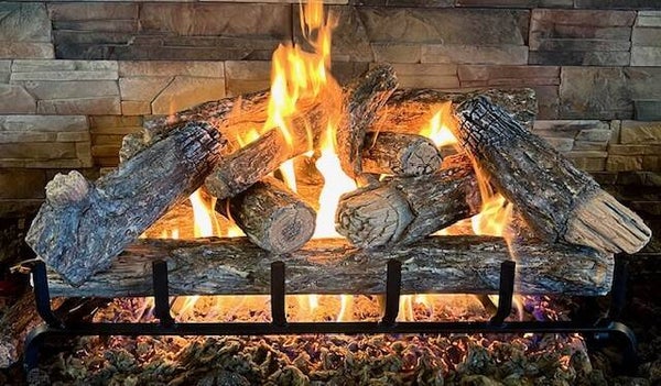 18" Lost River Products Gold Series Vented Gas Logs with Millivolt On/Off Remote
