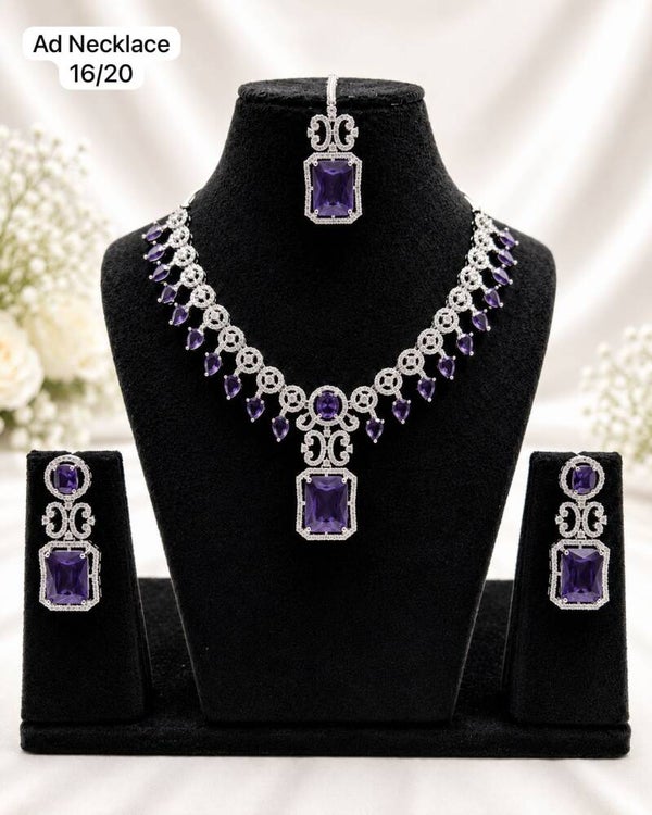 AD  necklace set, which includes earrings and a maang tikka, perfect for a romantic date, perfect gift