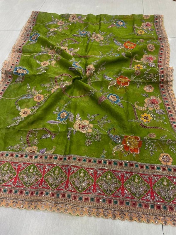 Dupatta in Organza with embroidery