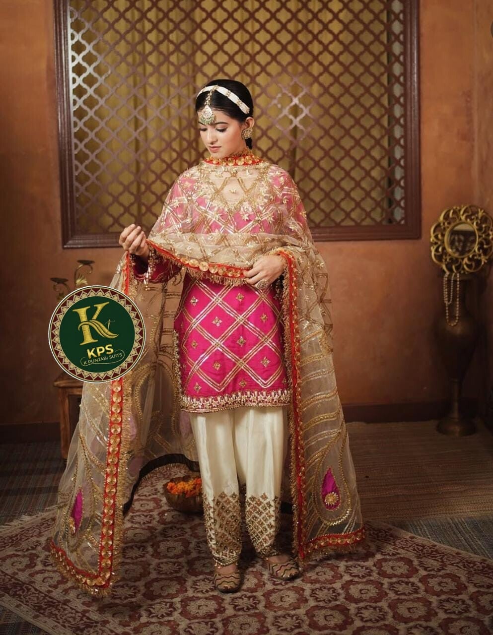 Designer K.s Wedding guest pre function suit 3 piece unstitched sarwar suit.