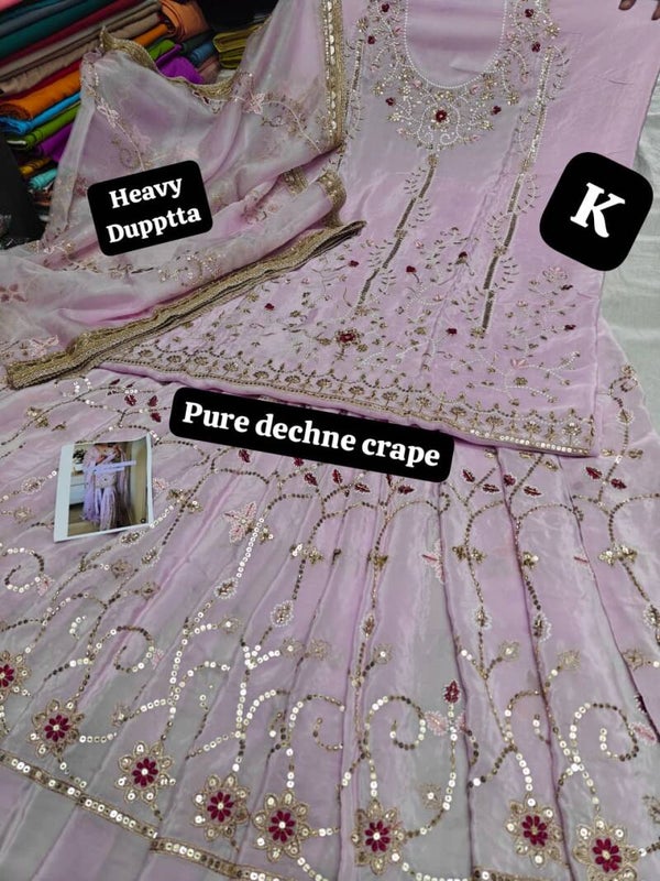 Stunning 3 piece unstitch bridal, wedding guest outfit Powder Pink