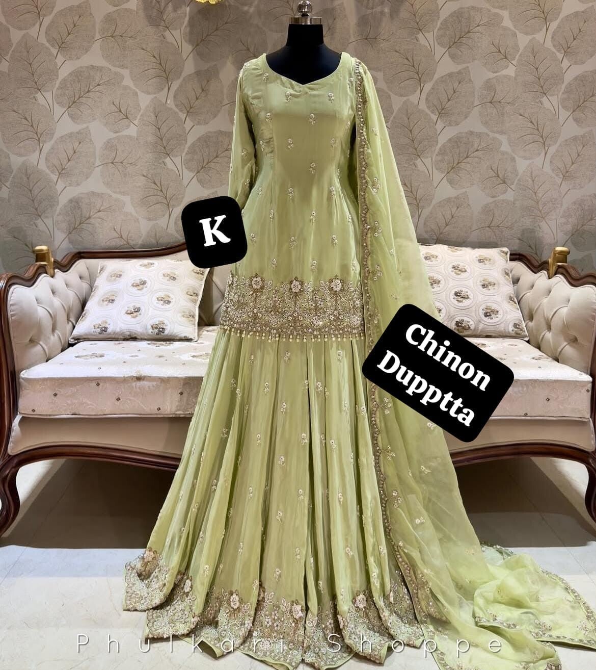Stunning 3 piece unstitch bridal, wedding guest outfit