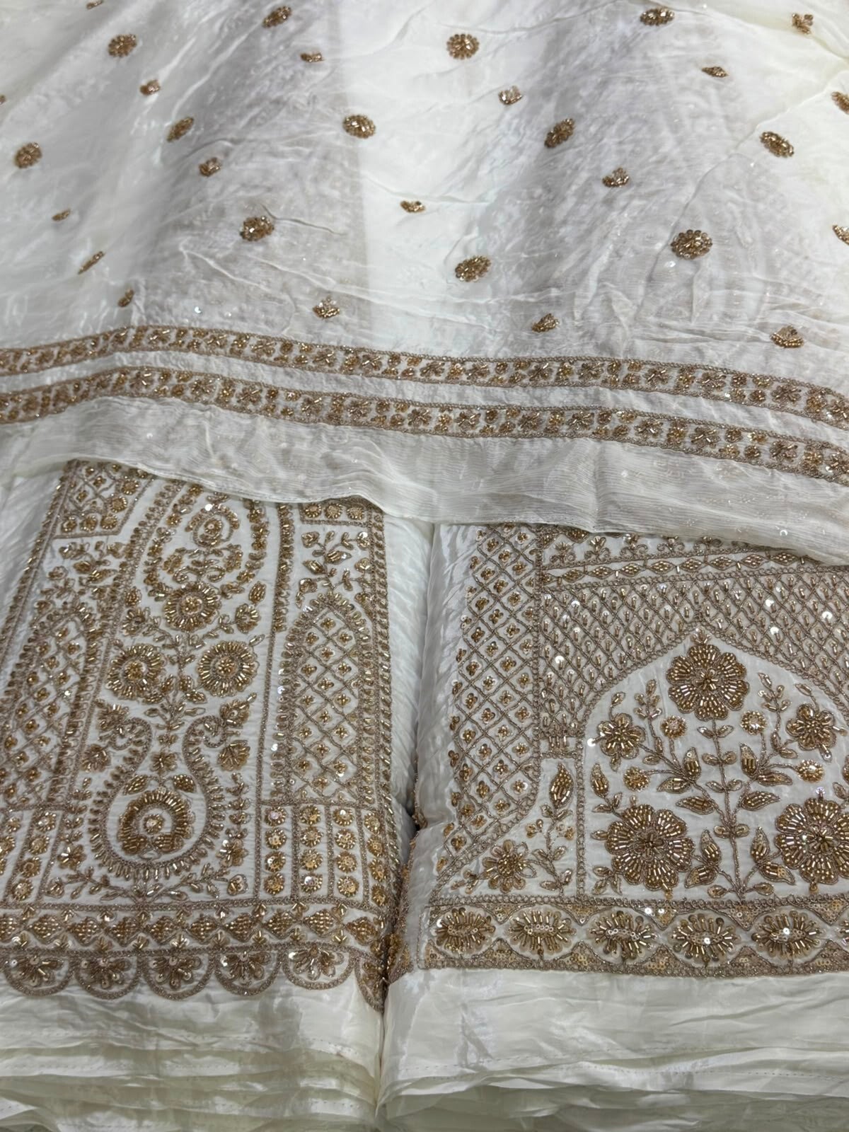 Pure viscose crape 54" Kali combo Cut dana cording seq Kali,dupatta,blouse Full havey design