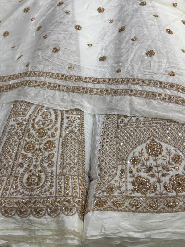 Pure viscose crape 54" Kali combo Cut dana cording seq Kali,dupatta,blouse Full havey design