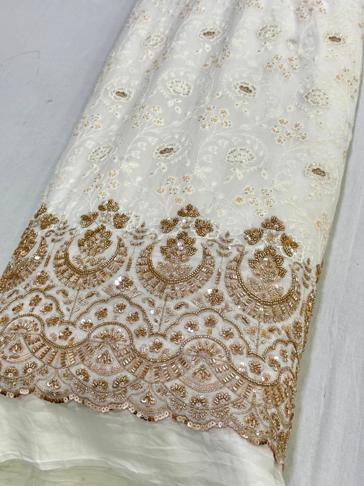 Pure viscose georgette Daman dupatta combo Cut dana with lakhnavi Embroidery for lehnga , sharara, garara  🪡