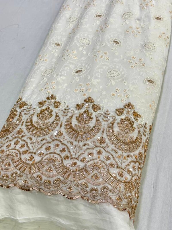 Pure viscose georgette Daman dupatta combo Cut dana with lakhnavi Embroidery for lehnga , sharara, garara  🪡