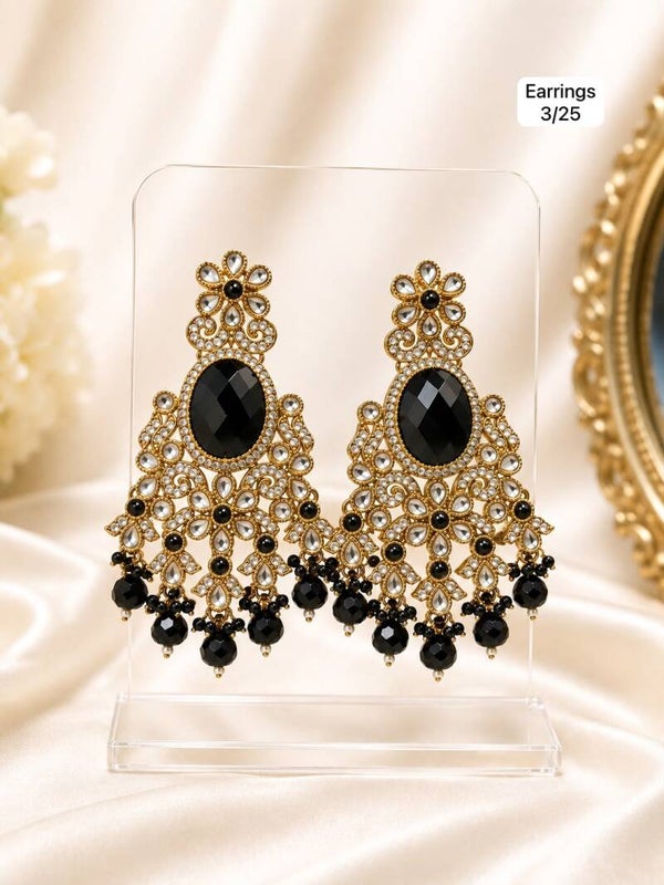 Antique Gold Kundan earrings Girl fashion jewellery