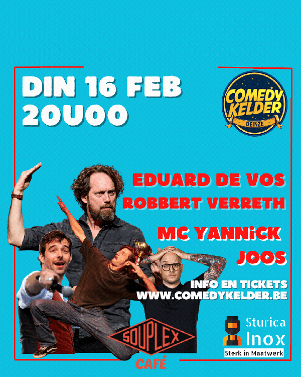 Comedy Night - 16/02/27 met Thomas Smith, Eduard De Vos en Robbert Verreth. MC Yannick Joos
