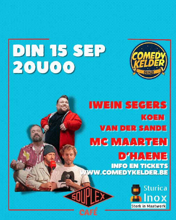 Comedy Night - 15/9/26 met William Boeva, Iwein Segers, Koen Van der Sande en MC Maarten D'Haene