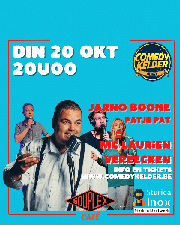 Comedy Night - 20/10/26 met Yannick Noben, Jarno Boone, Patje Pat en Laurien Vereecken