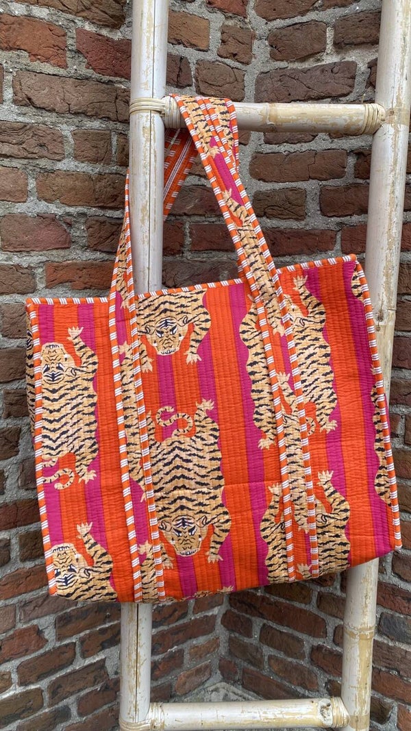 Shopper - Tijgerprint Oranje/Roze