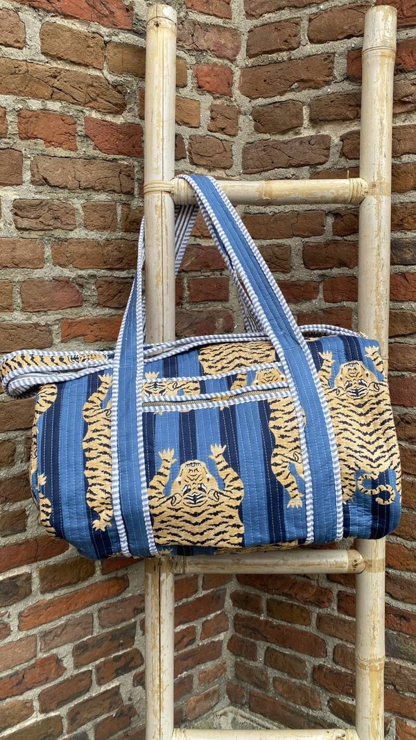 Weekendtas Tijgerprint Blauw