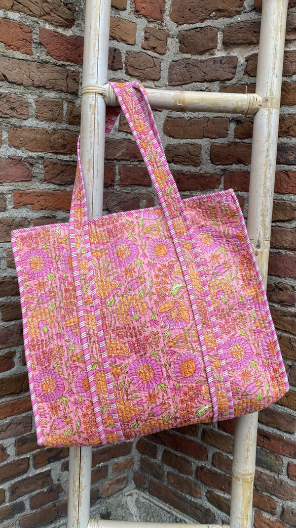 Shopper Sun Bloom Boho Ibiza Stijl Roze/Oranje