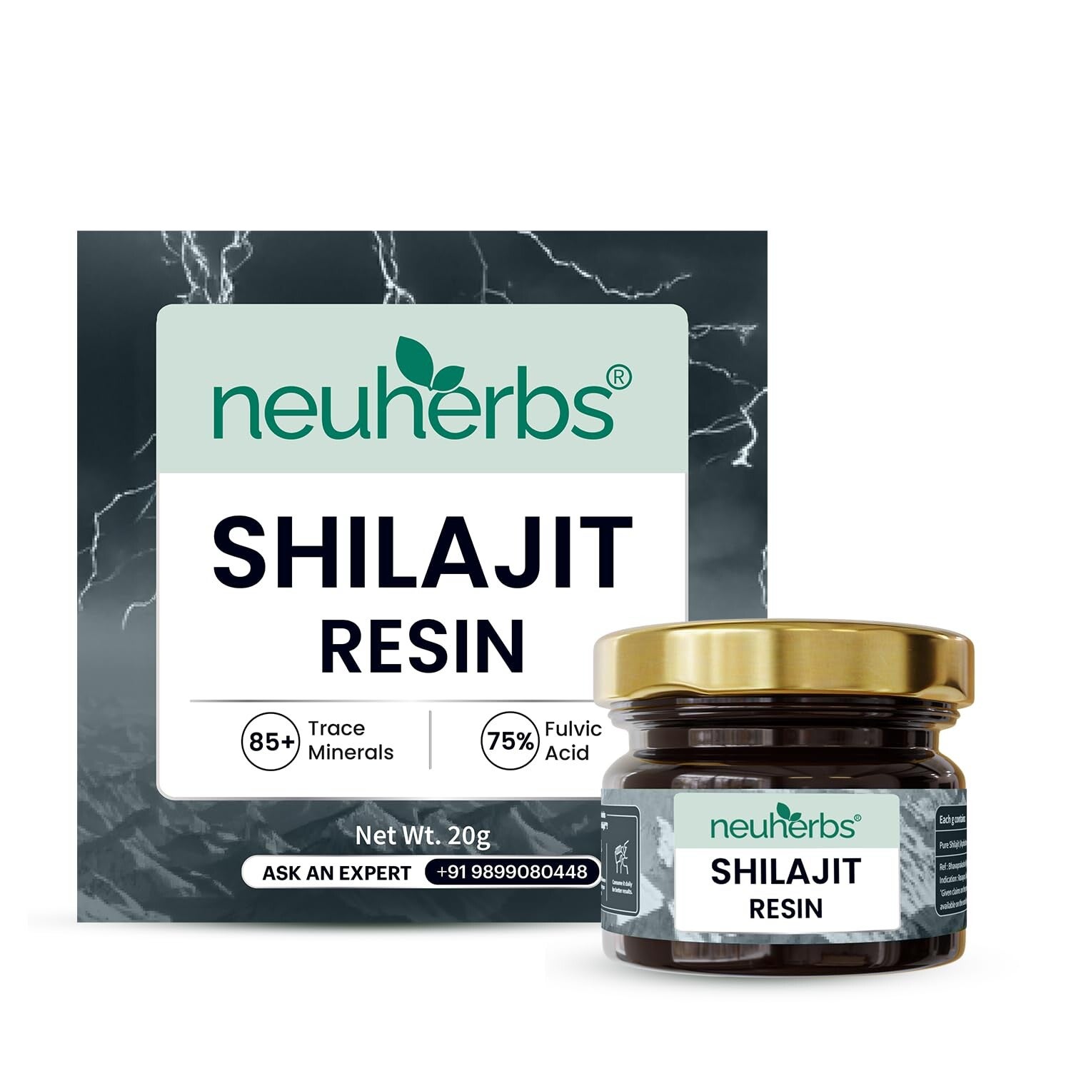 Neuherbs Pure Himalayan Shilajit Resin Natural Vitality Minerals For Ultimate Post Workout Muscle Recovery 20 G